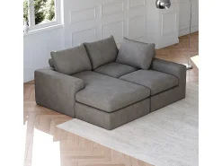 Hot DripeX Sofá de Canto Modular 3 Lugares, de Veludo Cotelê, com Chaise Longue Reversível, 3 Almofadas e Almofadas Cervicais, Cinza Antracito Cinza antracite