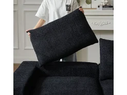 DripeX Sofá de Canto Modular 3 Lugares, com Chaise Longue Curva Reversível, 3 Almofadas e Almofadas Cervicais, Tecido Chenille,^ Sofá