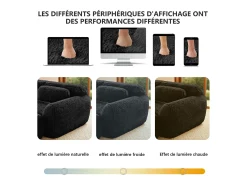 Sofá|DripeX Sofá de Canto Modular 3 lugares em tecido peluche, com puff e 3 almofadas, 291x179x73cm, Preto