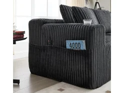 Sofá|DripeX Sofá de Canto Modular 3 Lugares, de Veludo Cotelê, com Porta-copos, Almofadas e Bolsos Laterais, Chaise Longue 118cm, Cinza Cinzento