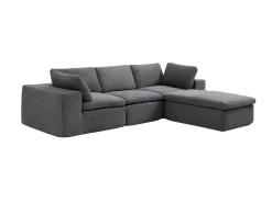 Sofá|Vente-unique Sofá de canto modular com pufe em tecido cinzento antracite CORTOLINE Cinza antracite