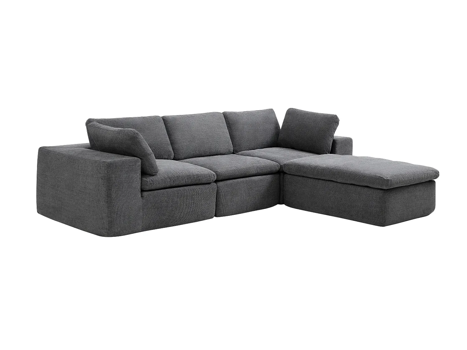 Sofá|Vente-unique Sofá de canto modular com pufe em tecido cinzento antracite CORTOLINE Cinza antracite