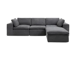 Sofá|Vente-unique Sofá de canto modular com pufe em tecido cinzento antracite CORTOLINE Cinza antracite
