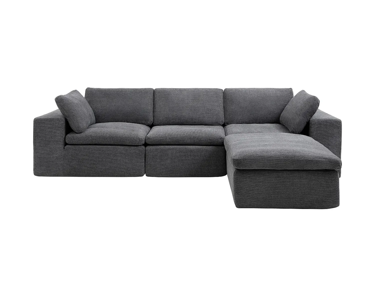 Sofá|Vente-unique Sofá de canto modular com pufe em tecido cinzento antracite CORTOLINE Cinza antracite