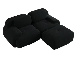 Sofá| Sofá de canto modular de 208 cm em veludo cotelê, sem necessidade de montagem, - Estilo e conforto sem esforço Preto