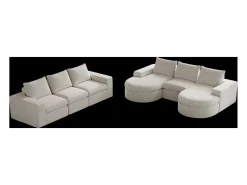 Hauss Spole Sofá de canto modular de 6 lugares com chaise longue - Tecido chenille - Não necessita de montagem^ Sofá