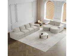 Hauss Spole Sofá de canto modular de 6 lugares com chaise longue - Tecido chenille - Não necessita de montagem^ Sofá