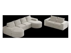 Hauss Spole Sofá de canto modular de 6 lugares com chaise longue - Tecido chenille - Não necessita de montagem^ Sofá