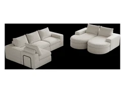 Hauss Spole Sofá de canto modular de 6 lugares com chaise longue - Tecido chenille - Não necessita de montagem^ Sofá