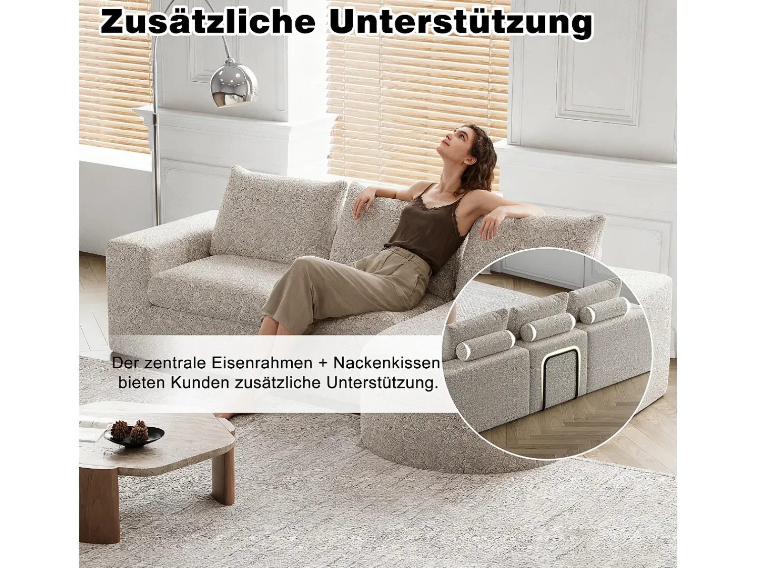 Hauss Spole Sofá de canto modular de 6 lugares com chaise longue - Tecido chenille - Não necessita de montagem^ Sofá