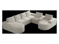 Hauss Spole Sofá de canto modular de 6 lugares com chaise longue - Tecido chenille - Não necessita de montagem^ Sofá
