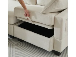 Sofá|Hauss Spole Sofá de canto modular de 6 lugares com 6 compartimentos de arrumação - Tecido chenille Bege