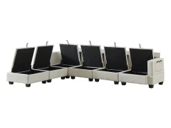 Sofá|Hauss Spole Sofá de canto modular de 6 lugares com 6 compartimentos de arrumação - Tecido chenille Bege