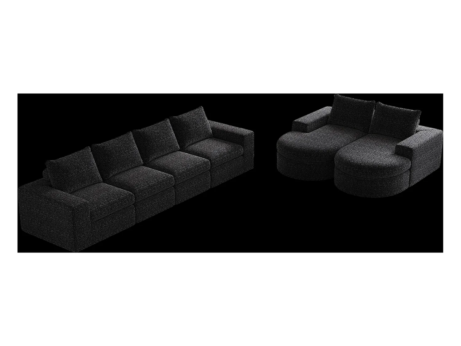 Hauss Spole Sofá de canto modular de 6 lugares com chaise longue - Tecido chenille - Não necessita de montagem Preto