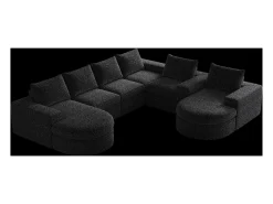 Hauss Spole Sofá de canto modular de 6 lugares com chaise longue - Tecido chenille - Não necessita de montagem Preto