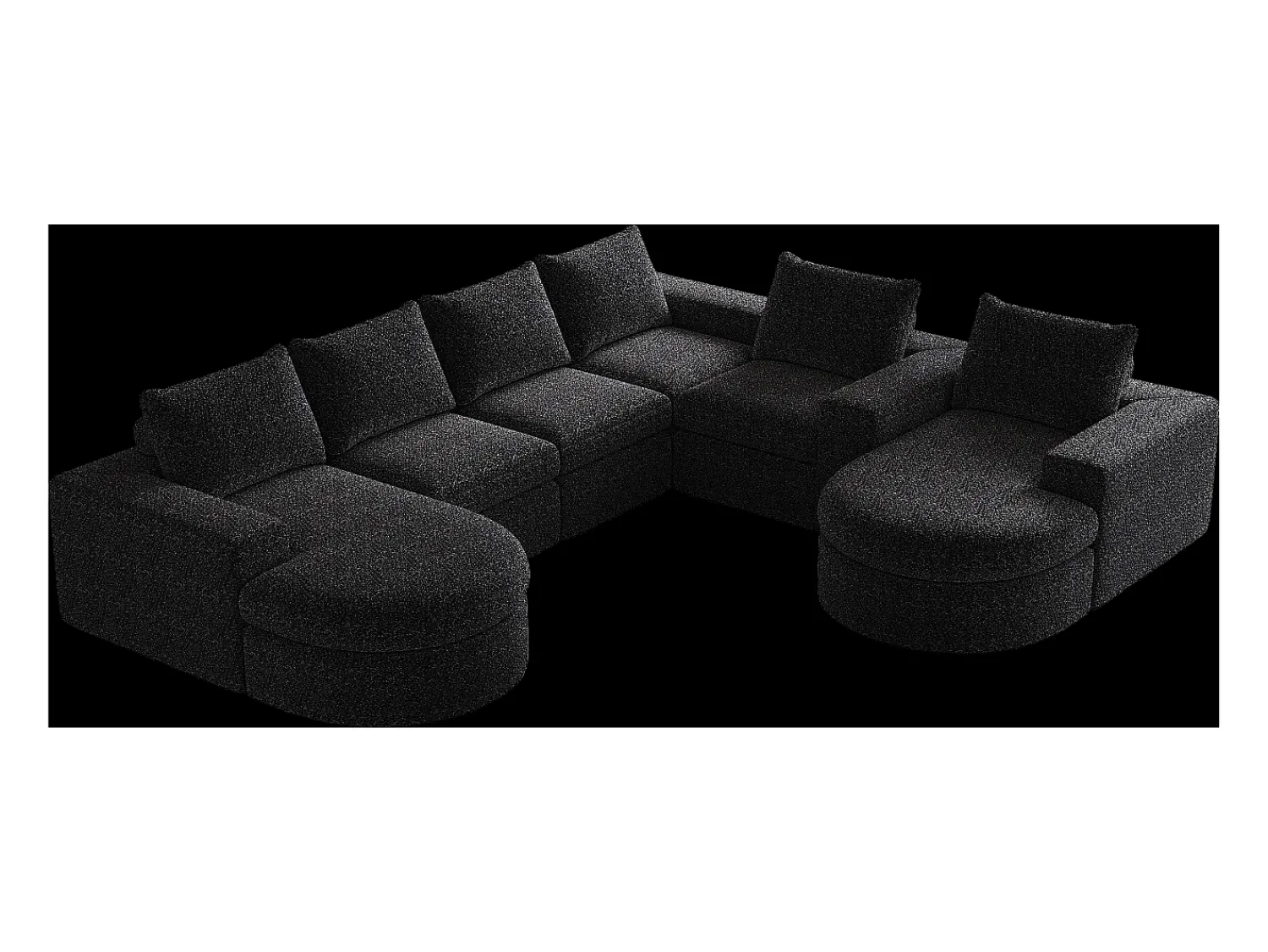 Hauss Spole Sofá de canto modular de 6 lugares com chaise longue - Tecido chenille - Não necessita de montagem Preto
