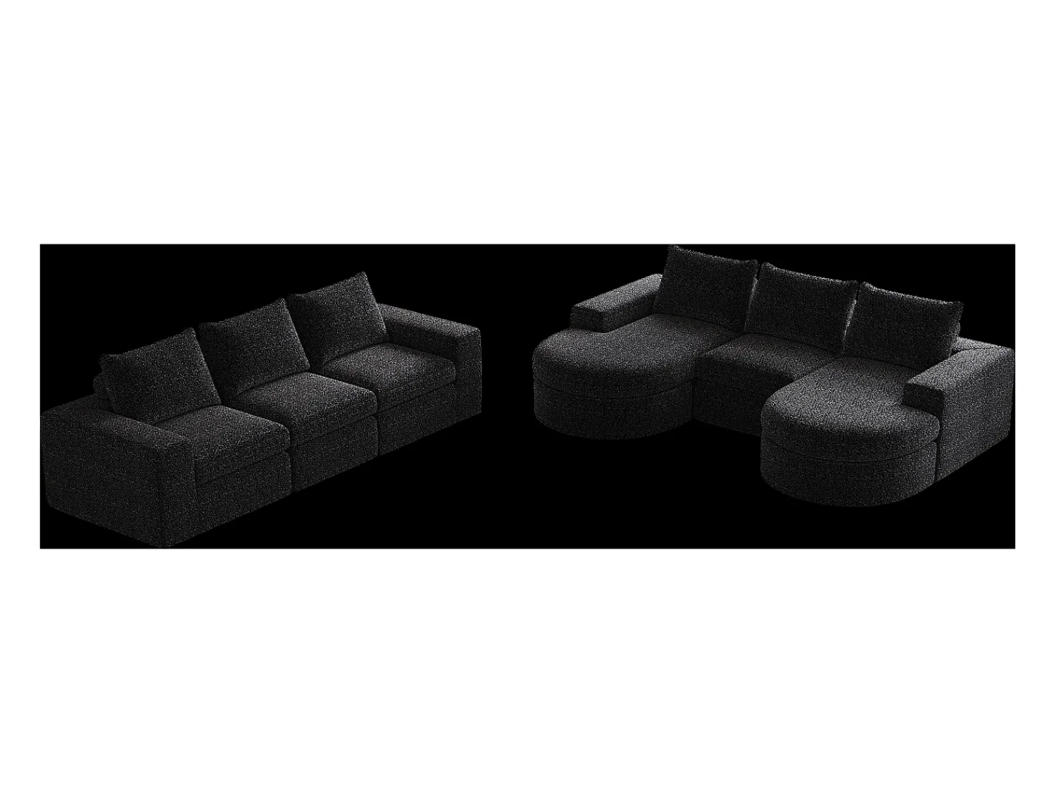 Hauss Spole Sofá de canto modular de 6 lugares com chaise longue - Tecido chenille - Não necessita de montagem Preto
