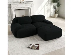Sofá| Sofá de canto modular de 82" em veludo cotelê, sem necessidade de montagem, . Preto
