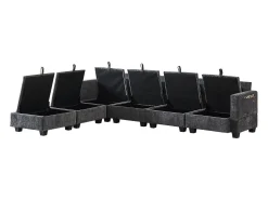 Sofá*Hauss Spole Sofá de canto modular de 6 lugares com 6 compartimentos de arrumação - Tecido chenille Cinzento