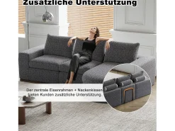 Clearance Hauss Spole Sofá de canto modular de 6 lugares com chaise longue - Tecido chenille - Não necessita de montagem Cinzento