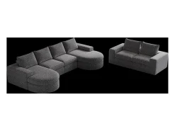 Clearance Hauss Spole Sofá de canto modular de 6 lugares com chaise longue - Tecido chenille - Não necessita de montagem Cinzento