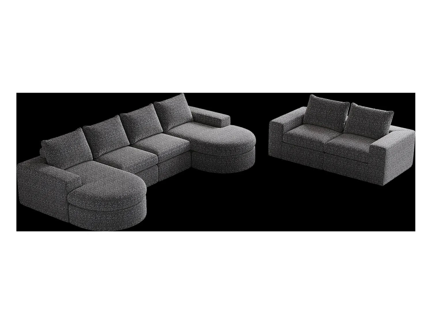Clearance Hauss Spole Sofá de canto modular de 6 lugares com chaise longue - Tecido chenille - Não necessita de montagem Cinzento