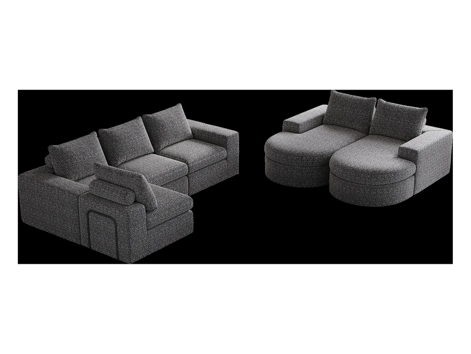 Clearance Hauss Spole Sofá de canto modular de 6 lugares com chaise longue - Tecido chenille - Não necessita de montagem Cinzento