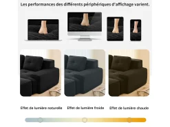 Sofá|DripeX Sofá de Canto Modular em Veludo cotelê, com 2 puffs e 2 almofadas, 204x177x69cm, Preto
