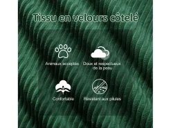 DripeX Sofá de Canto Modular em Veludo cotelê, com 2 puffs e 2 almofadas, 204x177x69cm,^ Sofá