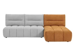 Sofá|Vente-unique Sofá de canto modular encosto função avança-recua tecido cinza-claro e terracota APOLIU Cinzento claro / Terracota
