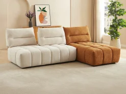 Sofá*Vente-unique Sofá de canto modular encosto função avança-recua tecido bege e terracota APOLIU Terracota / Bege
