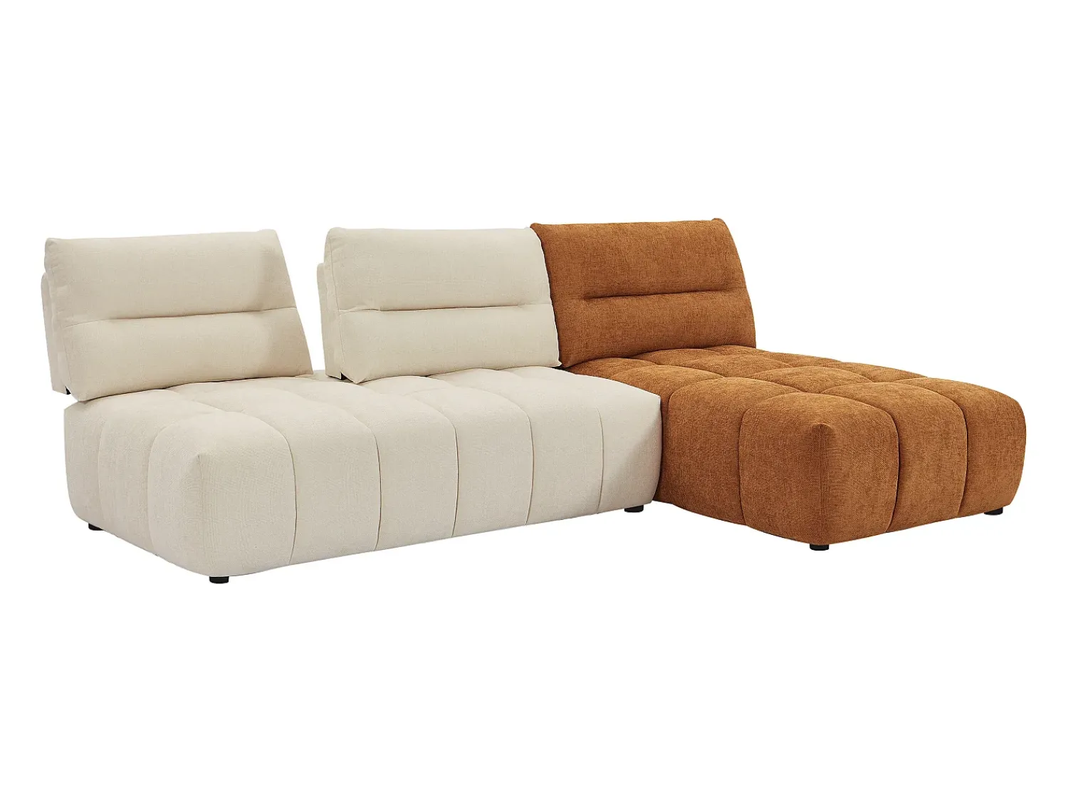 Sofá*Vente-unique Sofá de canto modular encosto função avança-recua tecido bege e terracota APOLIU Terracota / Bege