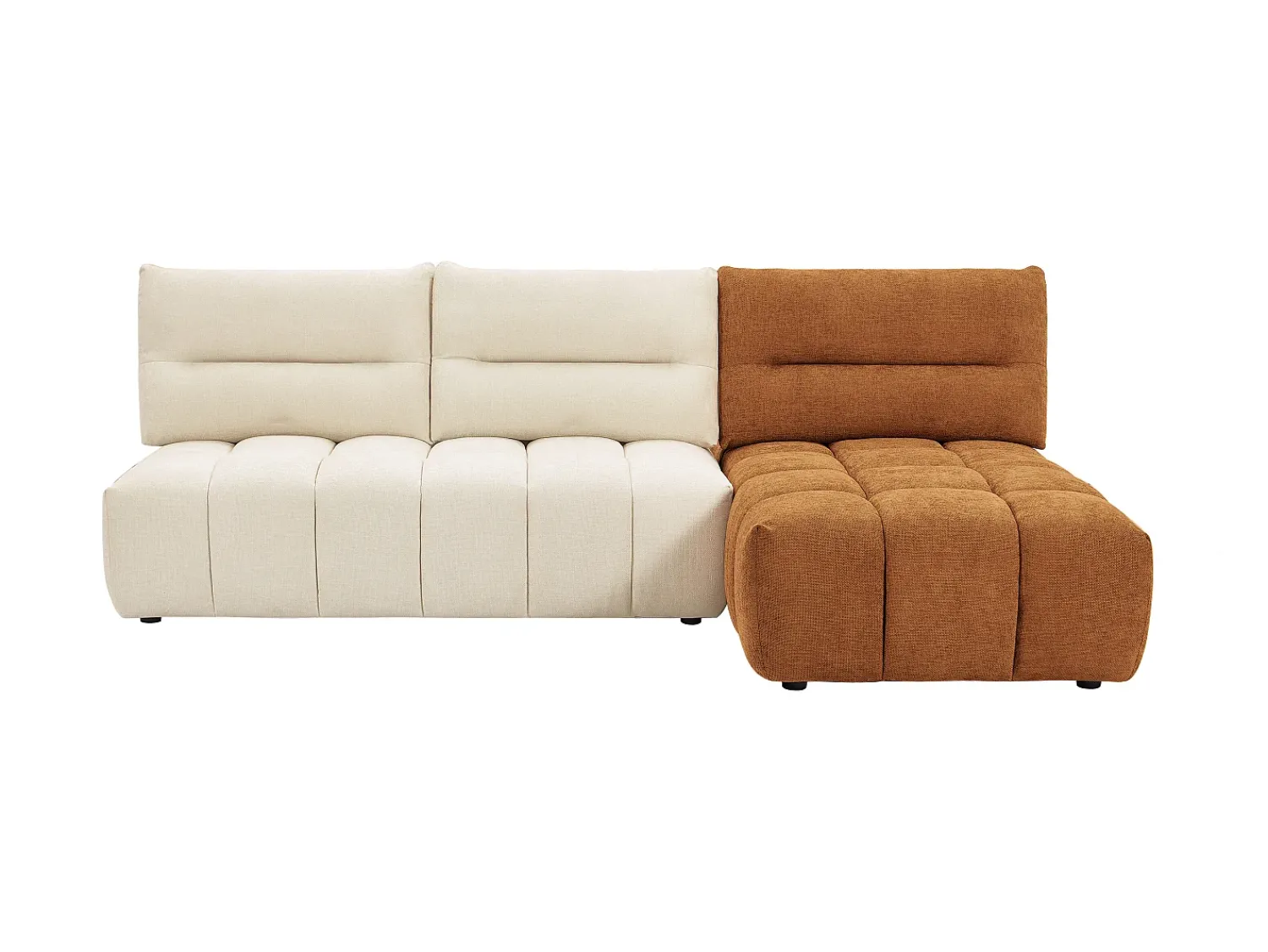Sofá*Vente-unique Sofá de canto modular encosto função avança-recua tecido bege e terracota APOLIU Terracota / Bege
