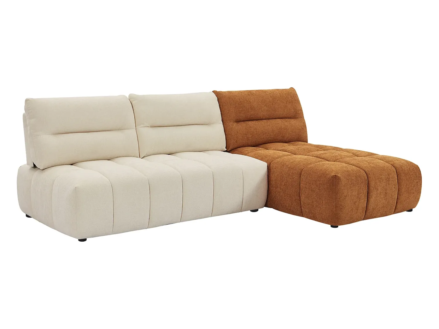 Sofá*Vente-unique Sofá de canto modular encosto função avança-recua tecido bege e terracota APOLIU Terracota / Bege