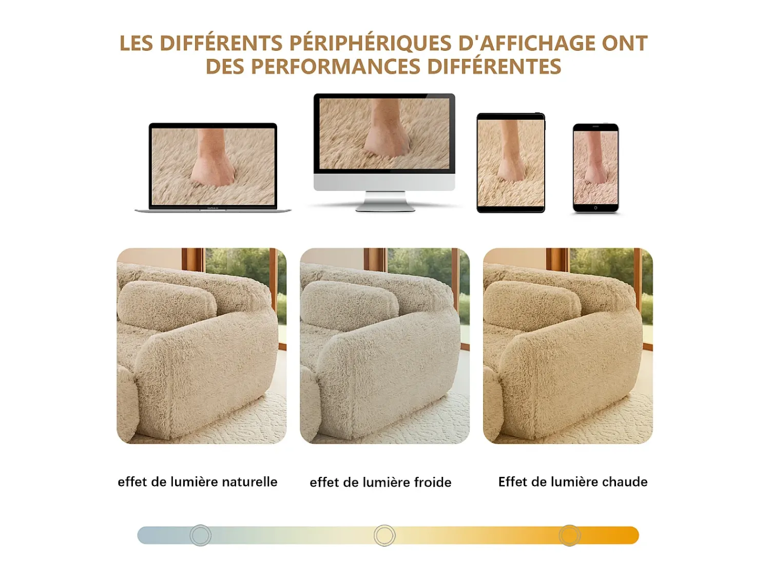 Sofá|DripeX Sofá de Canto Modular Forma de U em tecido peluche, com 2 puffs e 4 almofadas, 378x179x73cm, Caqui