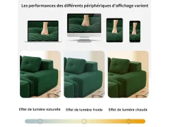 Sofá|DripeX Sofá de Canto Modular Forma de U em Veludo cotelê, com 2 puffs e 3 almofadas, 293x177x69cm, Verde
