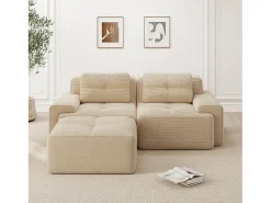 Sofá de canto modular sem estrutura em veludo cotelê .^ Sofá