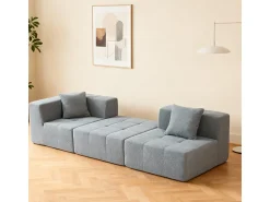 DripeX Sofá de canto modular tecido - pufe e 2 travesseiros - - 270x100x60cm^ Sofá