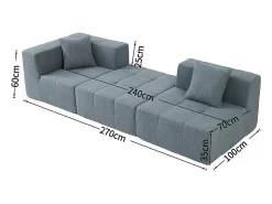 DripeX Sofá de canto modular tecido - pufe e 2 travesseiros - - 270x100x60cm^ Sofá