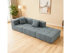 DripeX Sofá de canto modular tecido - pufe e 2 travesseiros - - 270x100x60cm^ Sofá