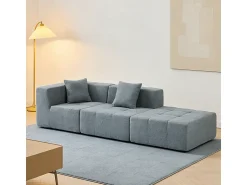 DripeX Sofá de canto modular tecido - pufe e 2 travesseiros - - 270x100x60cm^ Sofá
