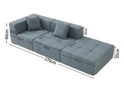 DripeX Sofá de canto modular tecido - pufe e 2 travesseiros - - 270x100x60cm^ Sofá
