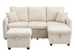 ModernLuxe Sofá de canto multifuncional em U - 3 lugares - com armazenamento - com gavetas -^ Sofá