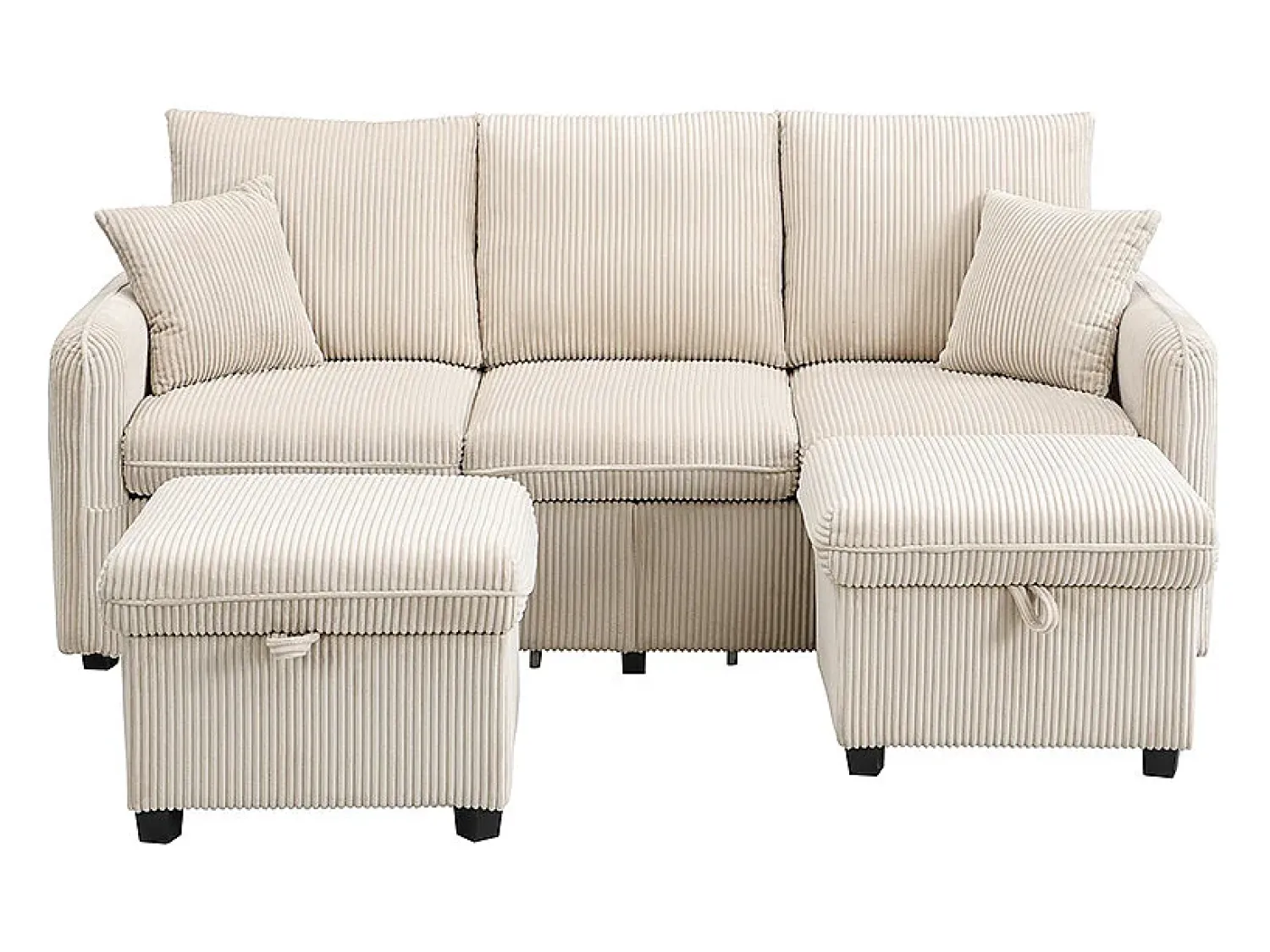 ModernLuxe Sofá de canto multifuncional em U - 3 lugares - com armazenamento - com gavetas -^ Sofá