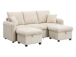 ModernLuxe Sofá de canto multifuncional em U - 3 lugares - com armazenamento - com gavetas -^ Sofá