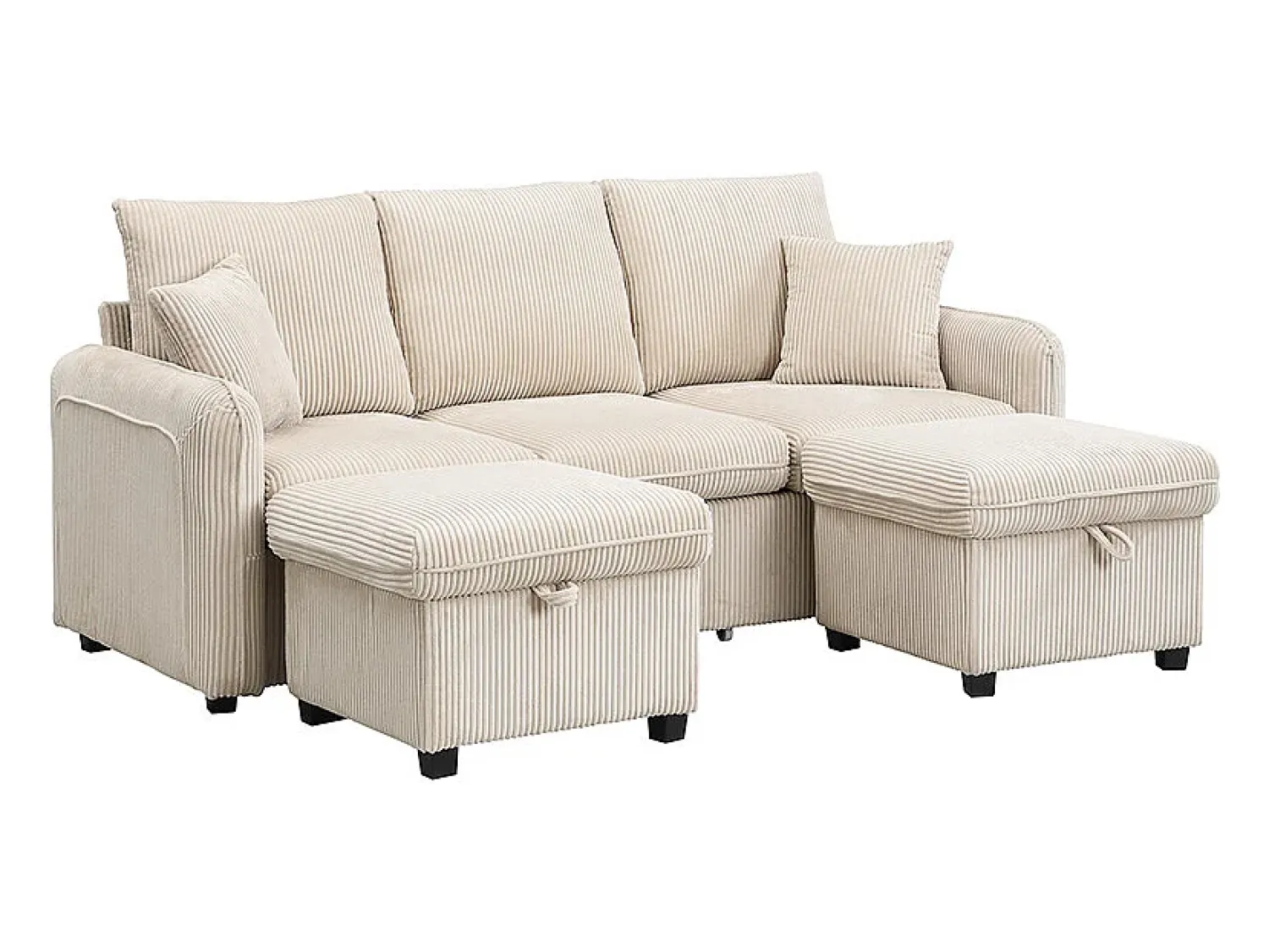 ModernLuxe Sofá de canto multifuncional em U - 3 lugares - com armazenamento - com gavetas -^ Sofá