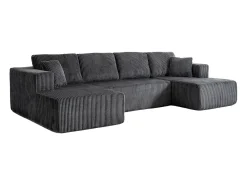 DripeX Sofá de canto panorâmico - Veludo canelado - 4 almofadas, 2 travesseiros, 2 chaises - 332x156x88cm^ Sofá
