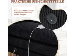 DripeX Sofá de canto panorâmico em veludo - 4 lugares - com LED RGB e porta USB+Type-C - 265x135x88cm -^ Sofá