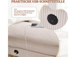 DripeX Sofá de canto panorâmico em veludo - 4 lugares - com LED RGB e porta USB+Type-C - 265x135x88cm -^ Sofá