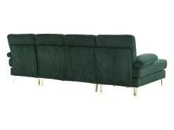 Sofá|DripeX Sofá de canto panorâmico em veludo - 4 lugares - com LED RGB e porta USB+Type-C - 265x135x88cm - Verde